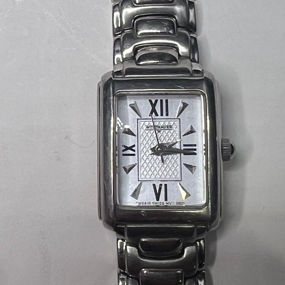 Preowned Wittnauer 9B01 Silver Dial Rectangle Women's Swiss Quartz Watch - Picture 1 of 5